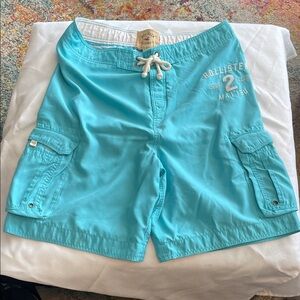 Hollister Teal Swim Trunks with Drawstring